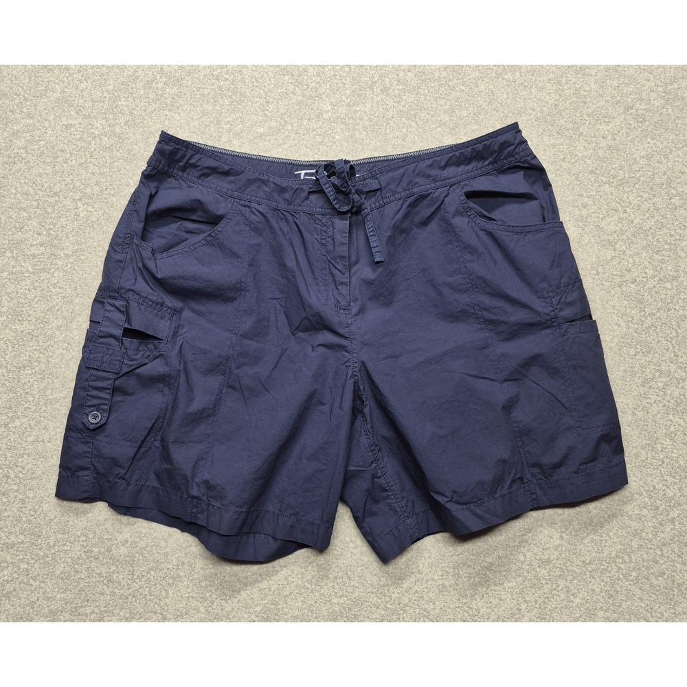 Tommy Bahama Relax Womens Large 100% Cotton Cargo Shorts Navy Blue Utility